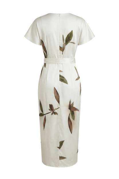 Women's Wrap Midi Dress | Leaf Print