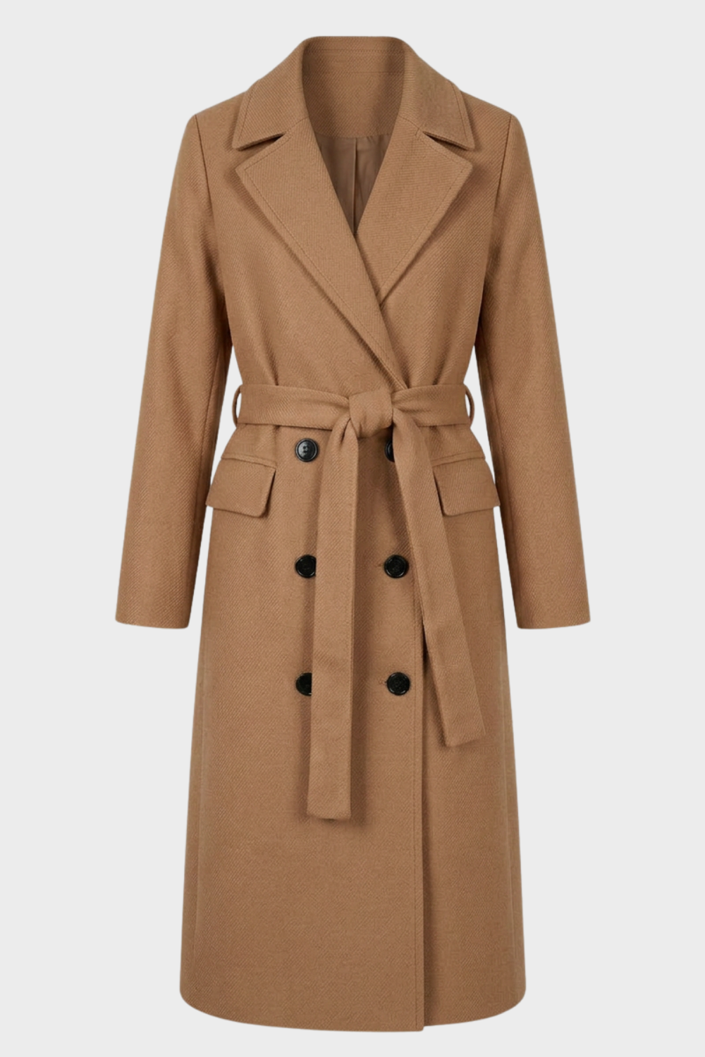 Women's Coat with Belt and Notched Collar