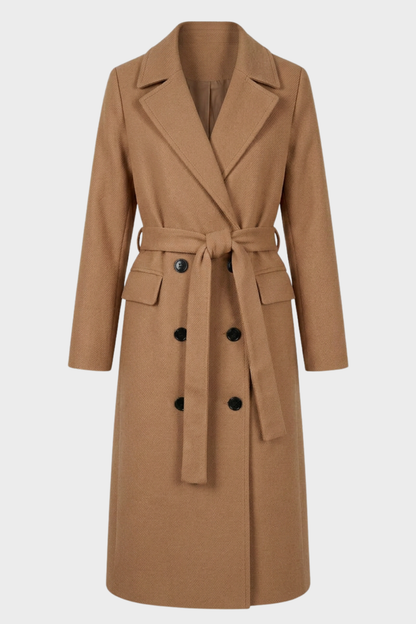 Women's Coat with Belt and Notched Collar