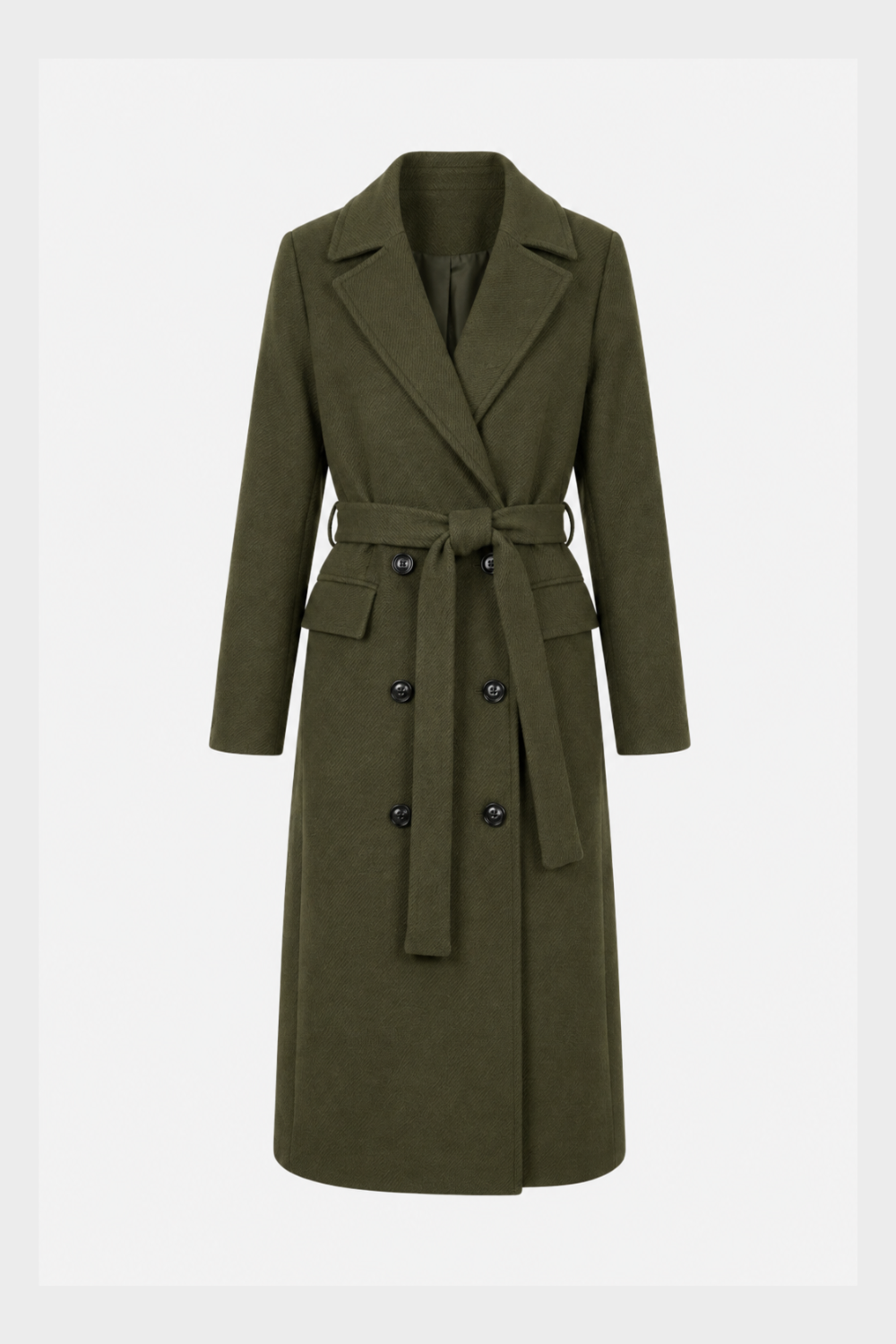 Women's Coat with Belt and Notched Collar