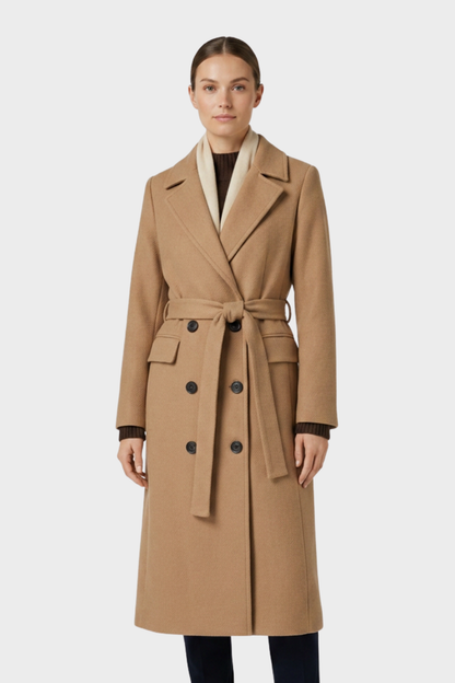 Women's Coat with Belt and Notched Collar