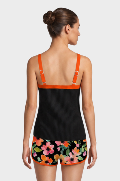 Women's Floral Tankini Swimsuit | Contrast Trim
