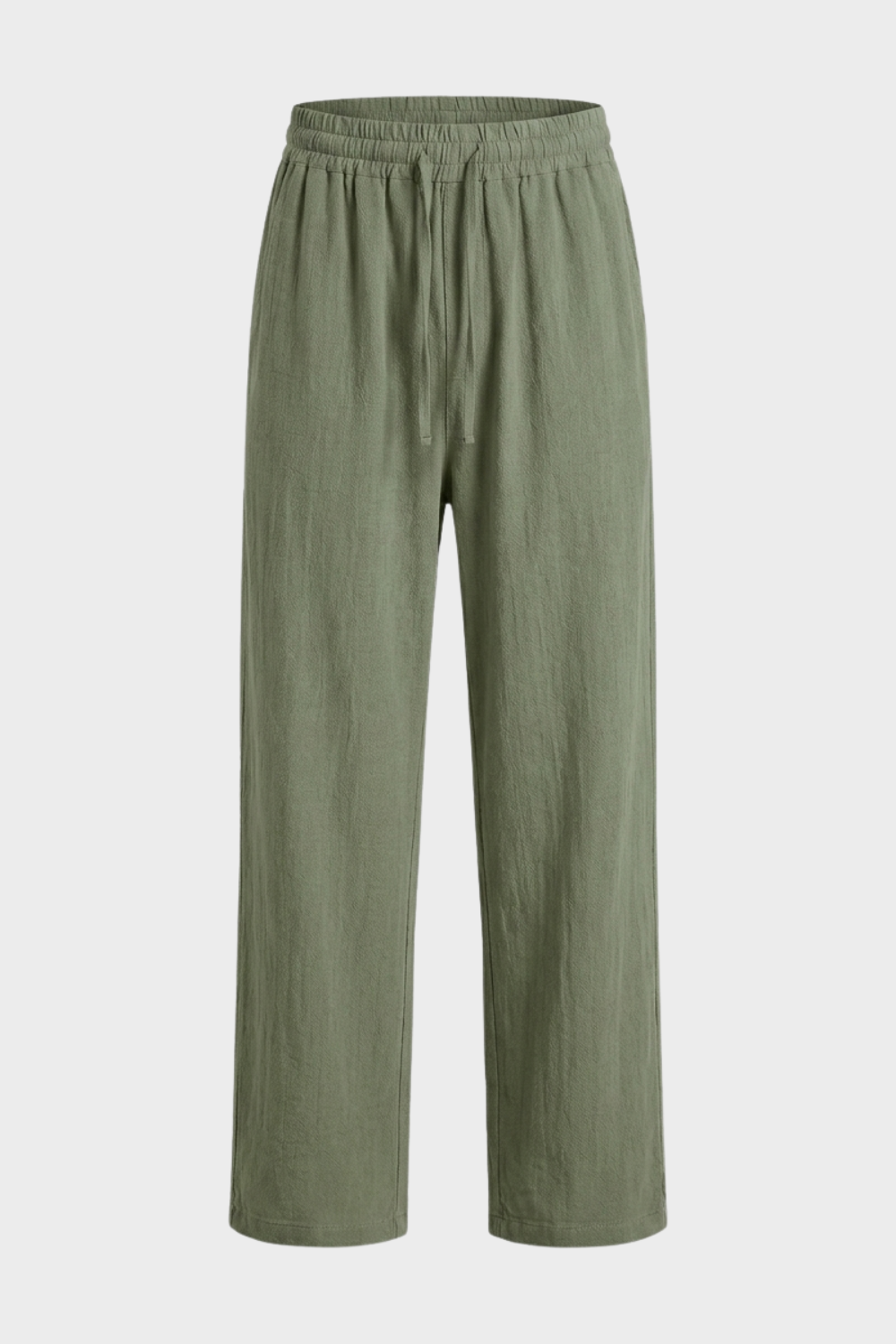 Men's Linen Trousers with Elastic Waistband and Drawstring