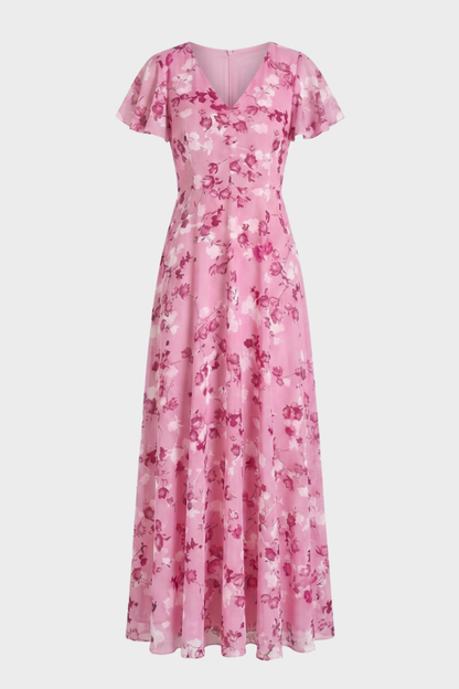 Women's Floral Maxi | Flutter Sleeve
