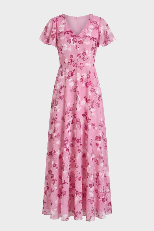 Women's Floral Maxi | Flutter Sleeve