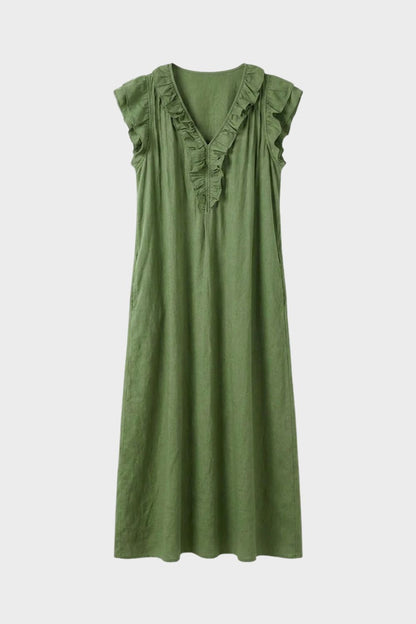 Women's Linen-Look Maxi Dress | Ruffle