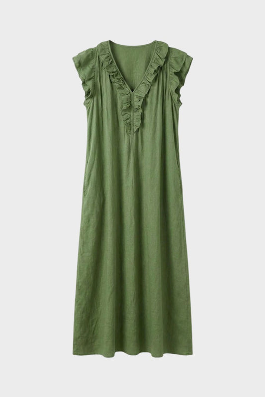 Women's Linen-Look Maxi Dress | Ruffle