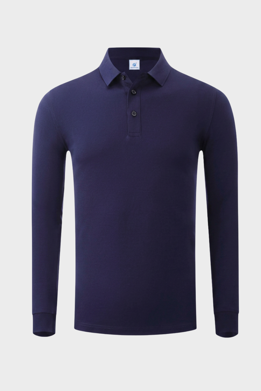 Men's Long Sleeve Polo Shirt with Button Placket