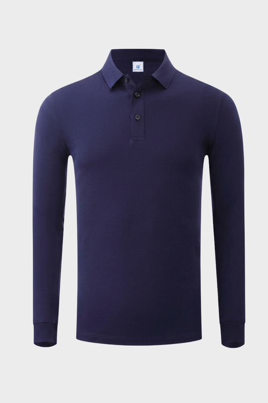 Men's Long Sleeve Polo Shirt with Button Placket