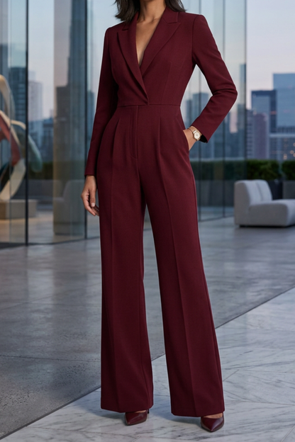 Elegant Bordeaux Jumpsuit for Women with Wide Legs