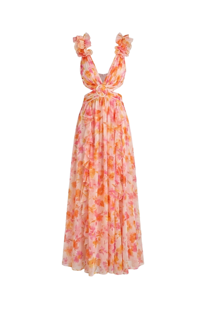 Women's Floral Maxi Dress | Cut-Out