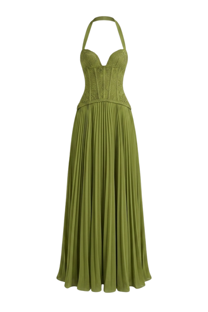 Women's Corset Pleated Maxi | Halter