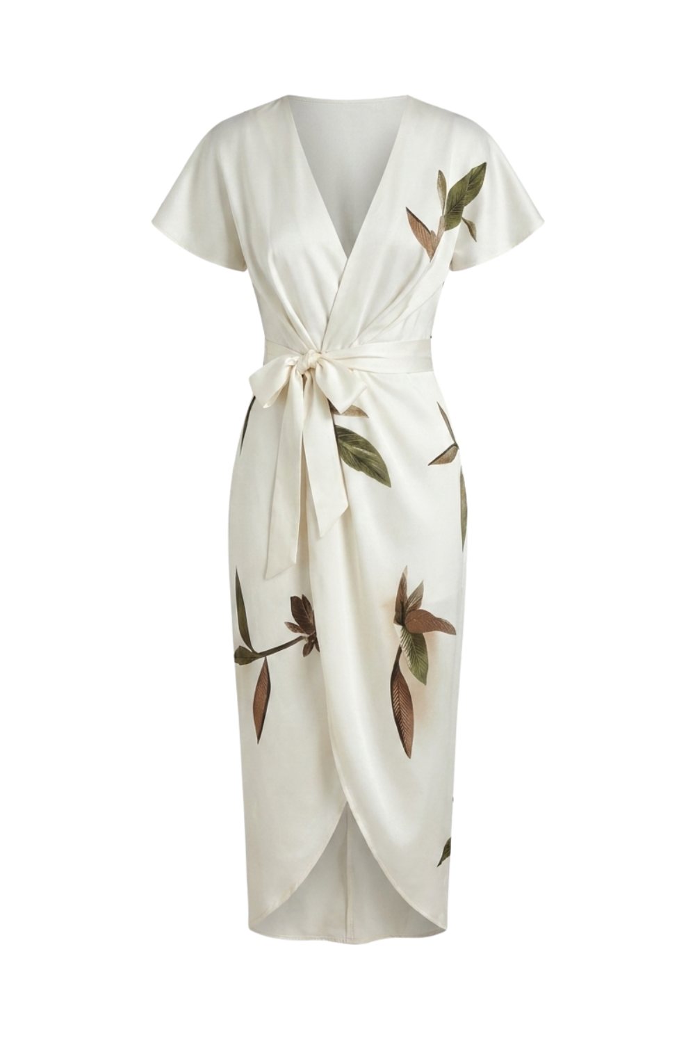 Women's Wrap Midi Dress | Leaf Print