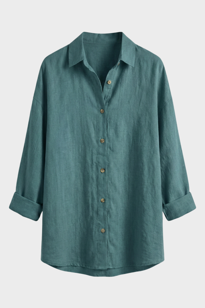Women's Long Sleeve Shirt Blouse with Button Placket
