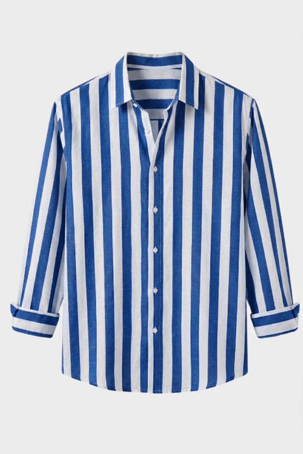 Men's Long Sleeve Shirt with Stripes and Kent Collar