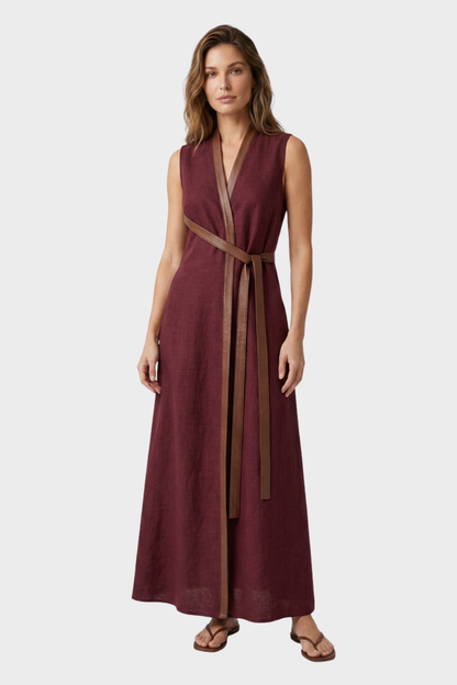 Women's Contrast-Trim Maxi | V-Neck