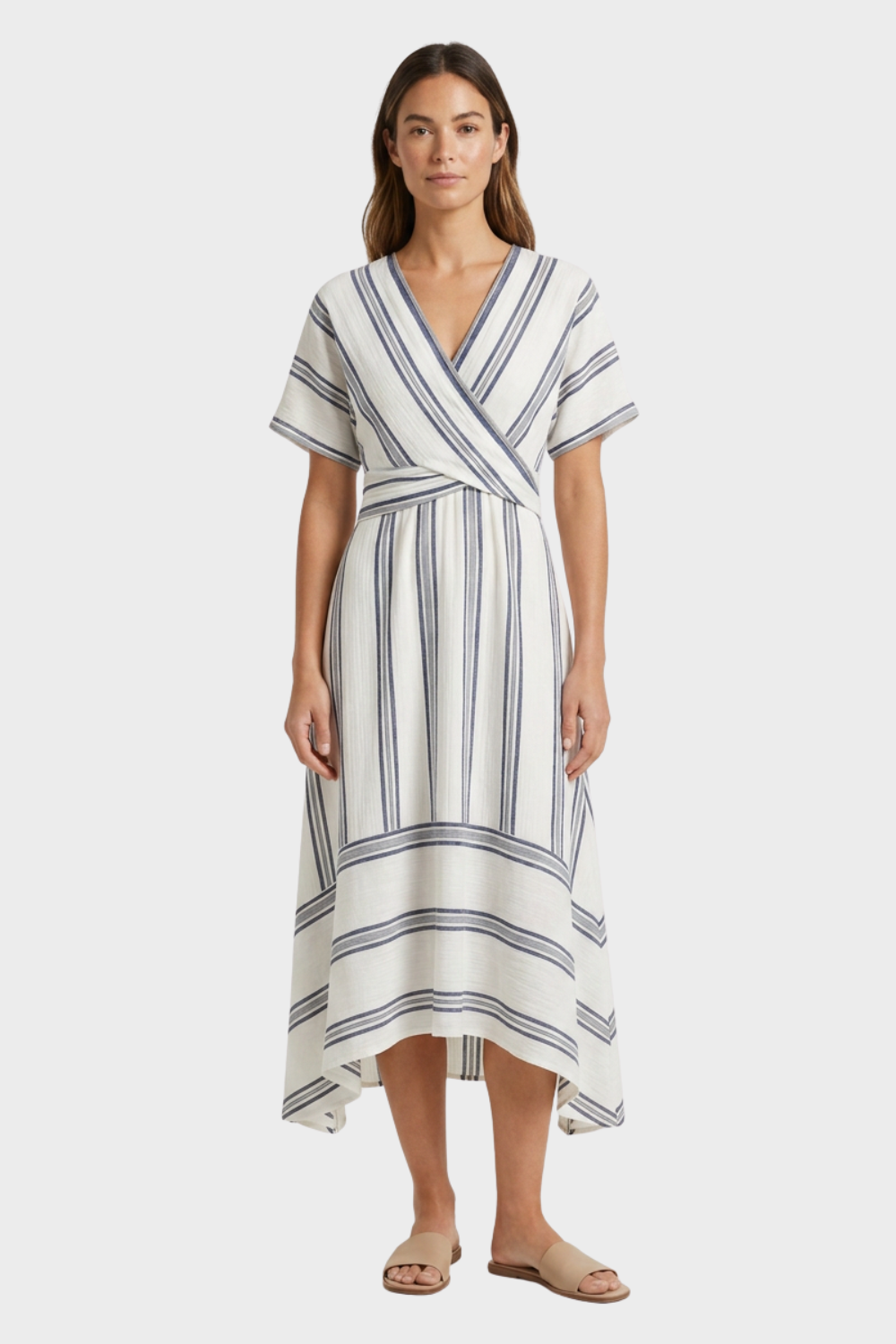Women's Striped Wrap Maxi | V-Neck