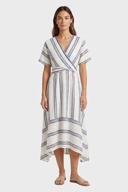 Women's Striped Wrap Maxi | V-Neck