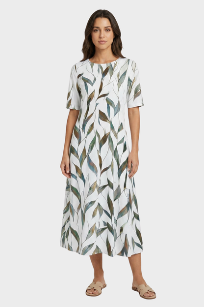 Women's Floral Linen Midi | Pockets