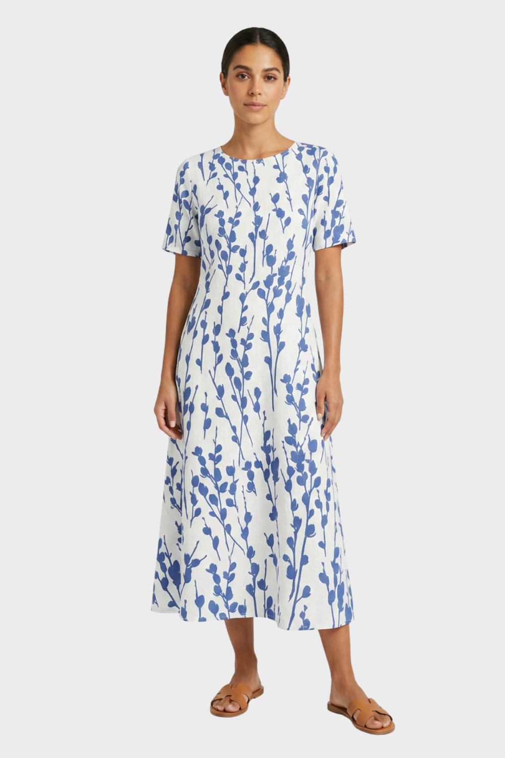 Women's Floral Linen Midi | Pockets