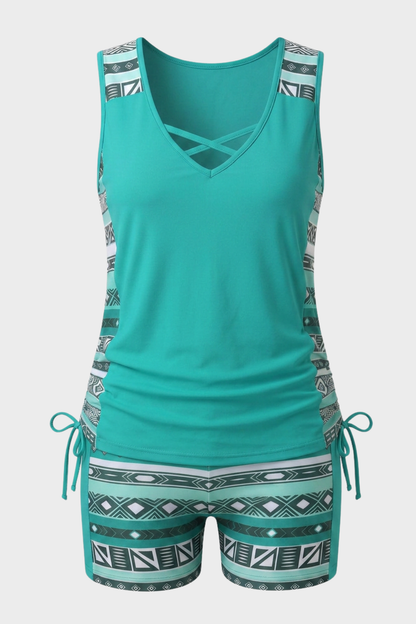 Women's Printed Tankini Swimsuit | V Neck