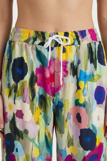 Women's  Floral Pattern Trousers with Wide Legs