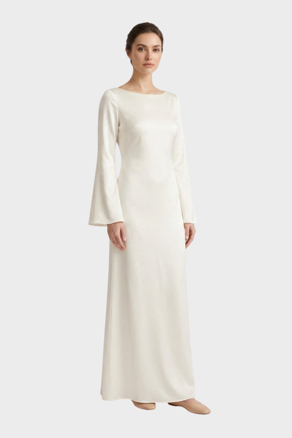 Women's Satin Maxi Dress | Long Sleeve