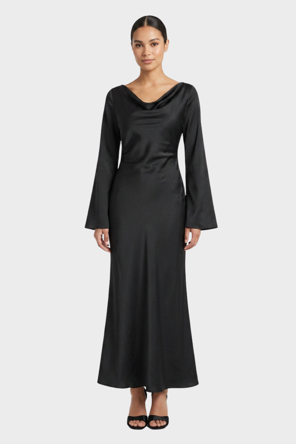 Women's Satin Maxi Dress | Long Sleeve