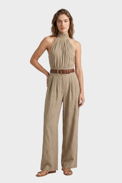 Women's High-Neck Jumpsuit | Wide-Leg