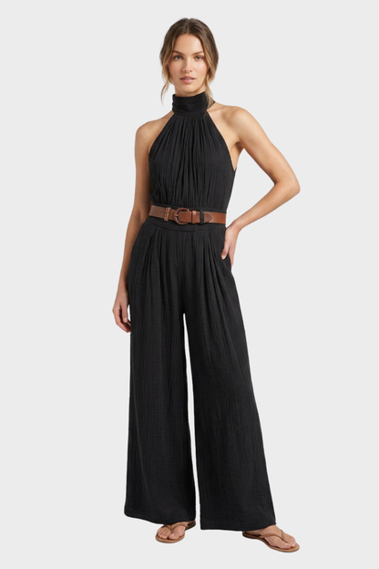 Women's High-Neck Jumpsuit | Wide-Leg