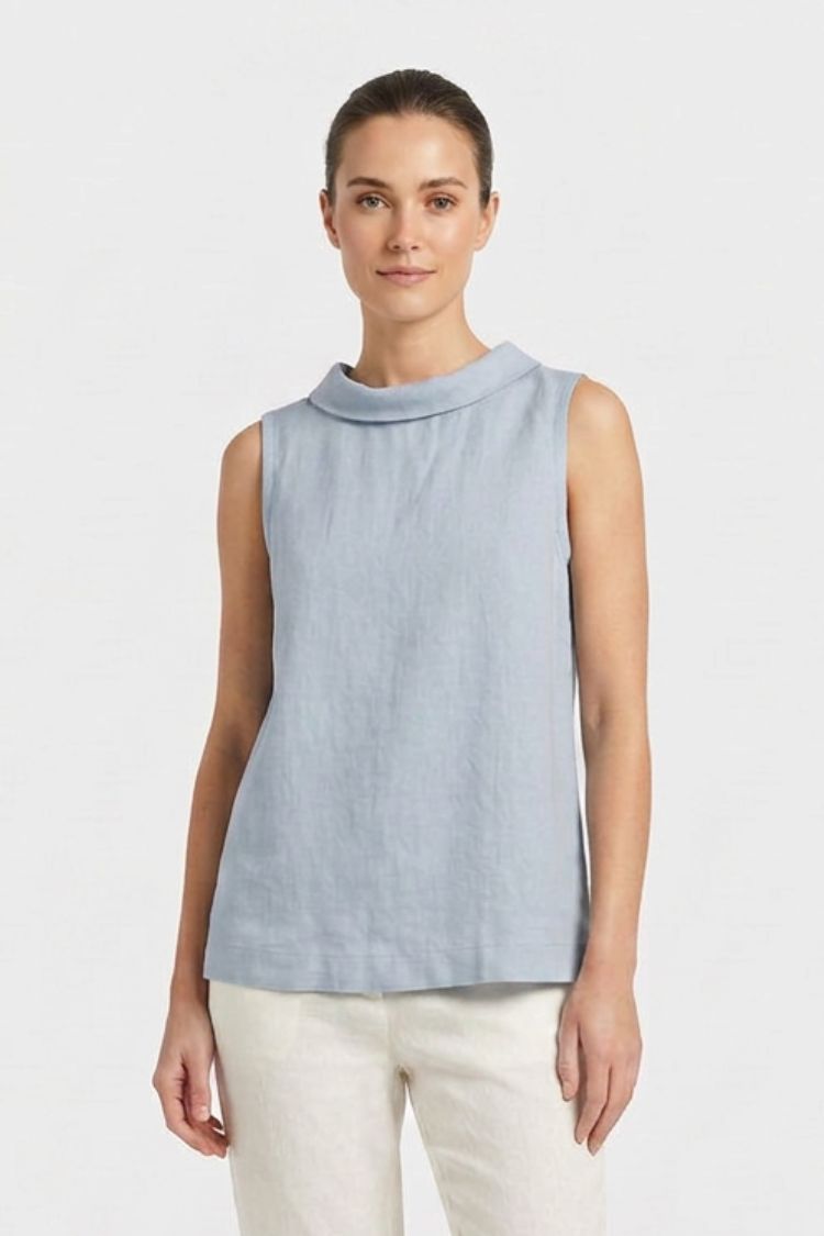 Women's Sleeveless Blouse with Round Neck