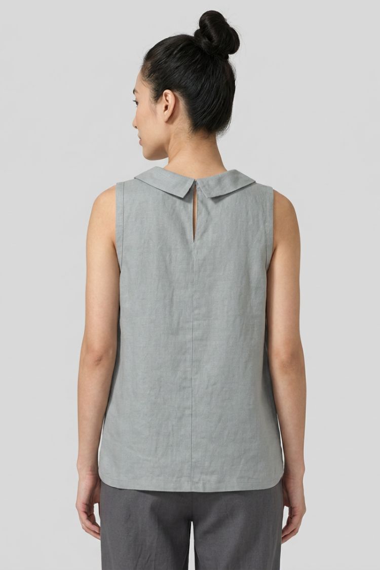 Women's Sleeveless Blouse with Round Neck