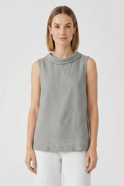 Women's Sleeveless Blouse with Round Neck