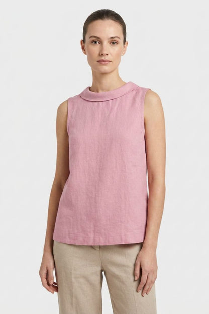 Women's Sleeveless Blouse with Round Neck