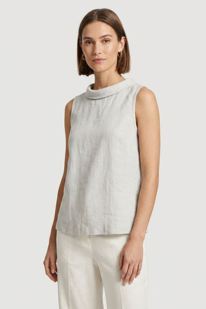 Women's Sleeveless Blouse with Round Neck