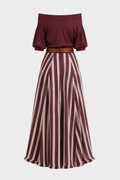 Women's Boho Skirt Set | Off-Shoulder