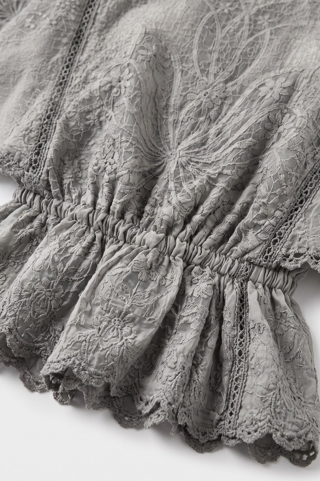 Women's Scalloped Lace Blouse | Peplum Hem