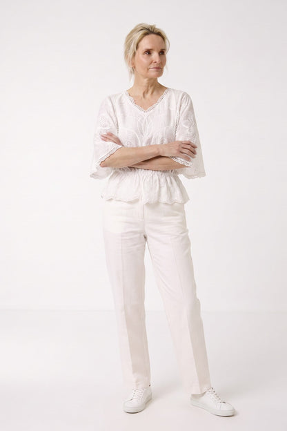 Women's Scalloped Lace Blouse | Peplum Hem