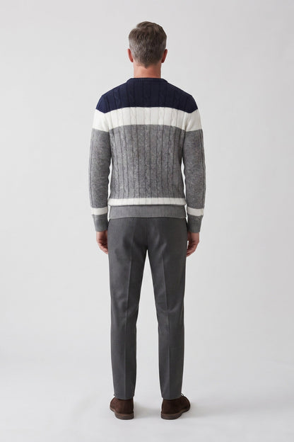 Men's Cable Sweater | Colorblock Panels