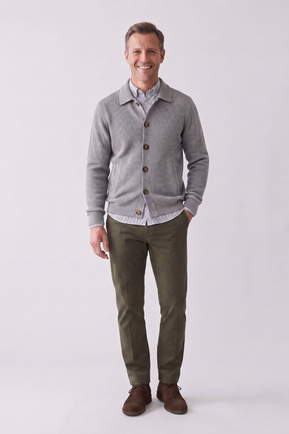 Men's Point Collar Jacket | Button-Front