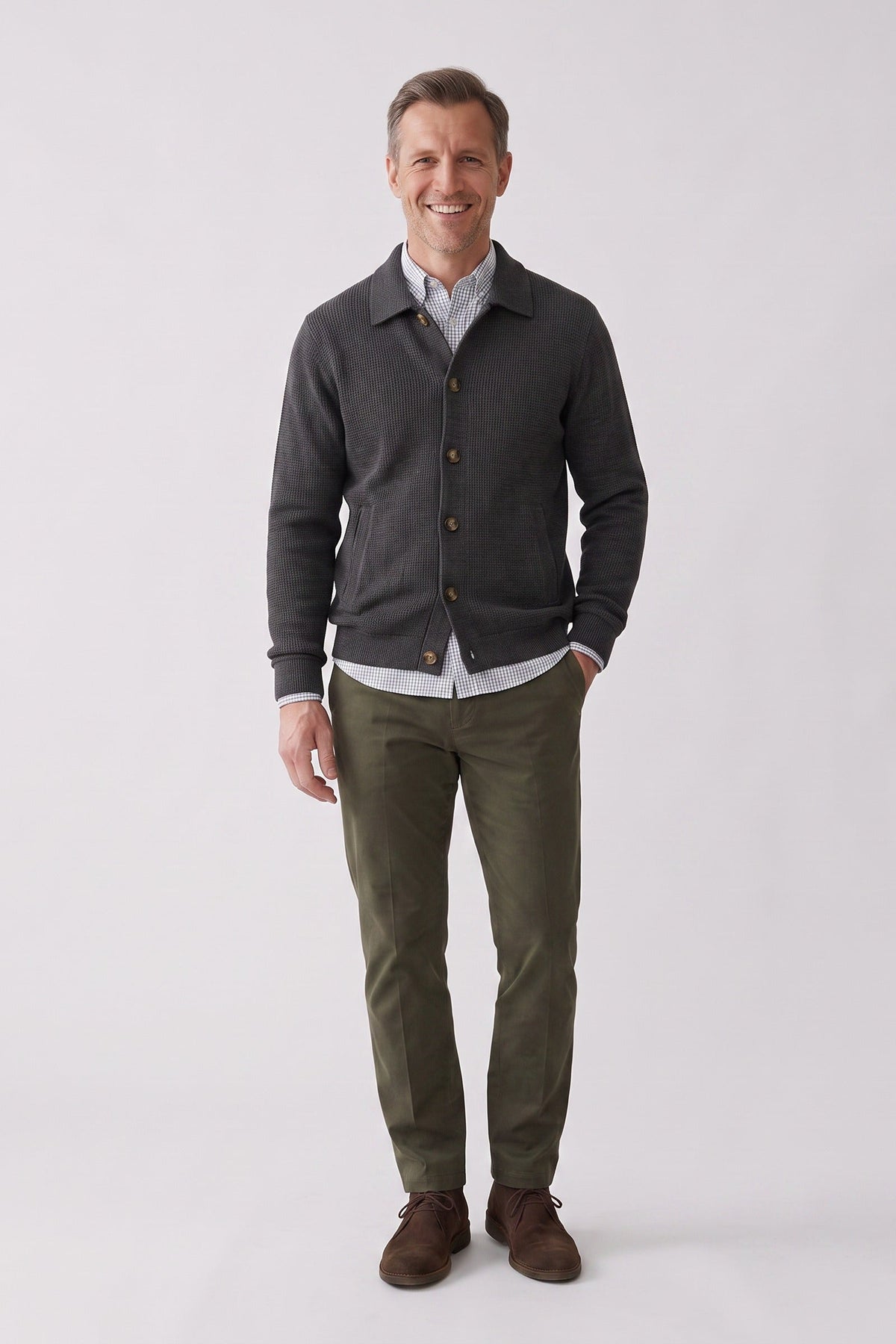 Men's Point Collar Jacket | Button-Front