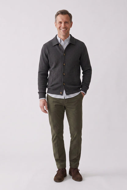 Men's Point Collar Jacket | Button-Front