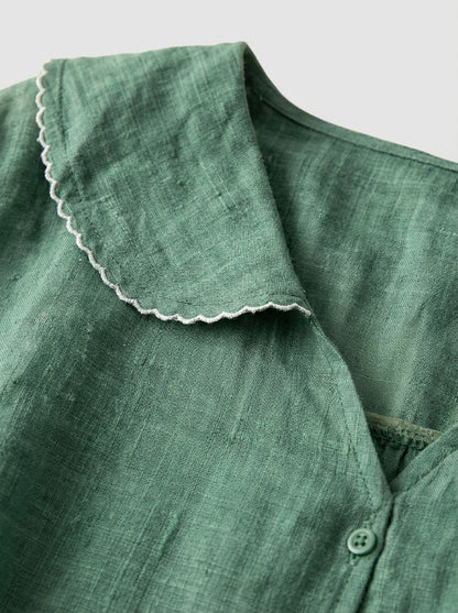 Women's Short Sleeve Blouse with Button Placket