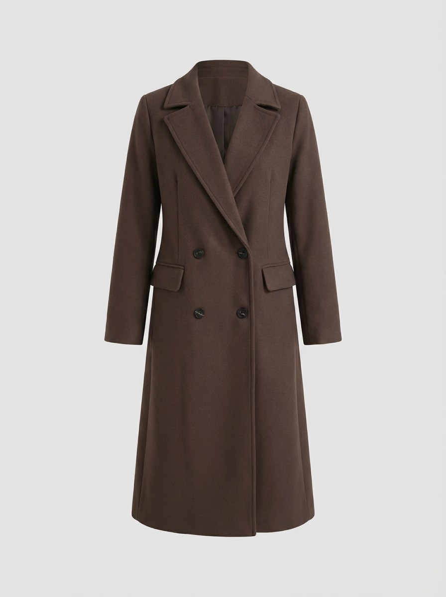 Women's Coat with Belt and Notched Collar