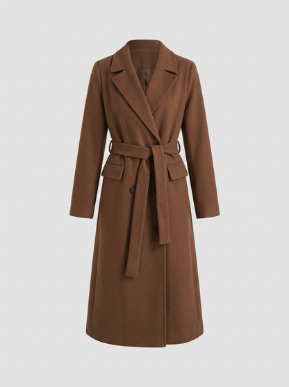 Women's Coat with Belt and Notched Collar