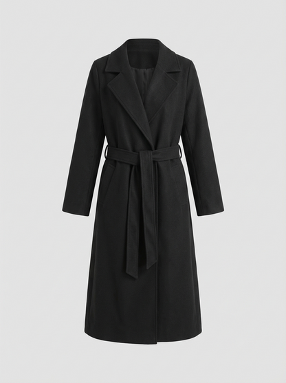 Women's Coat with Belt and Notched Collar