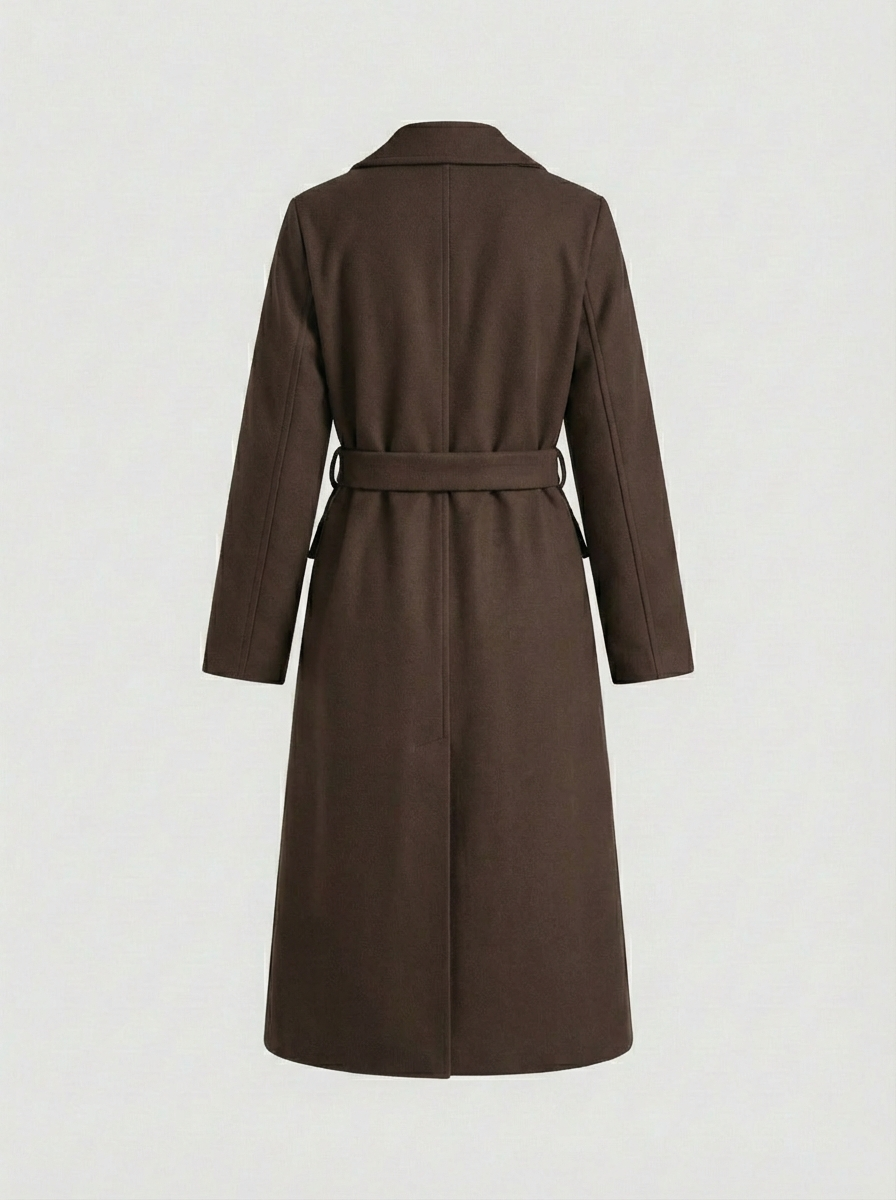 Women's Coat with Belt and Notched Collar