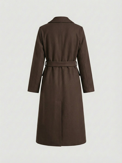 Women's Coat with Belt and Notched Collar