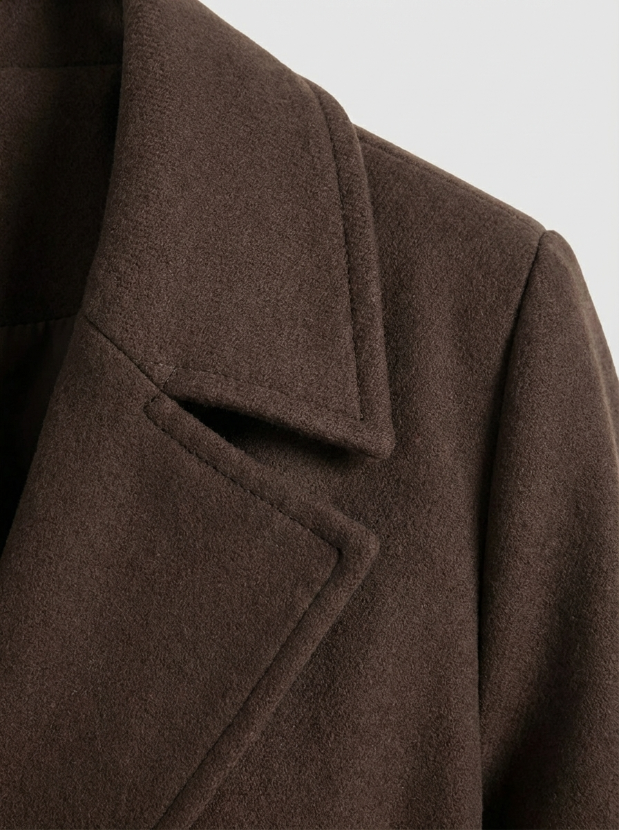 Women's Coat with Belt and Notched Collar