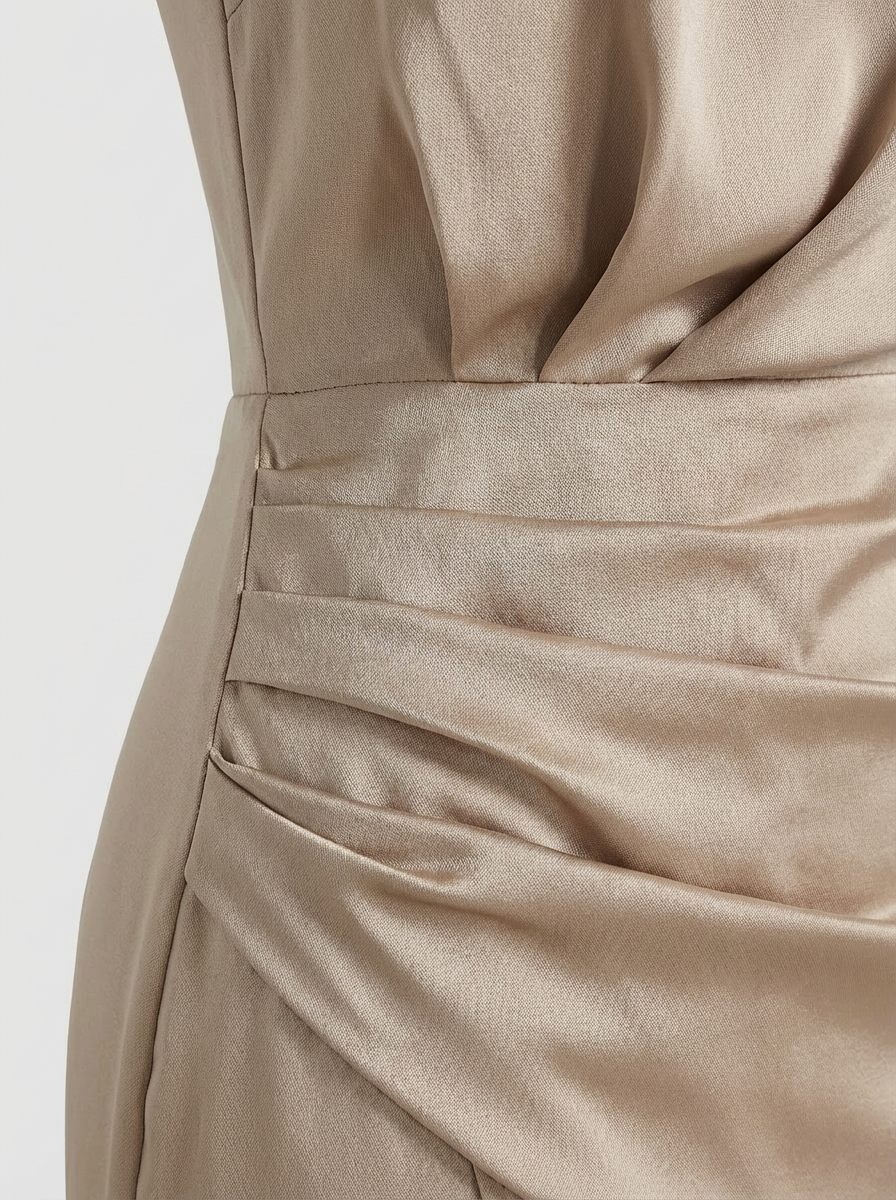 Midi Dress for Women with One-Shoulder and Draping